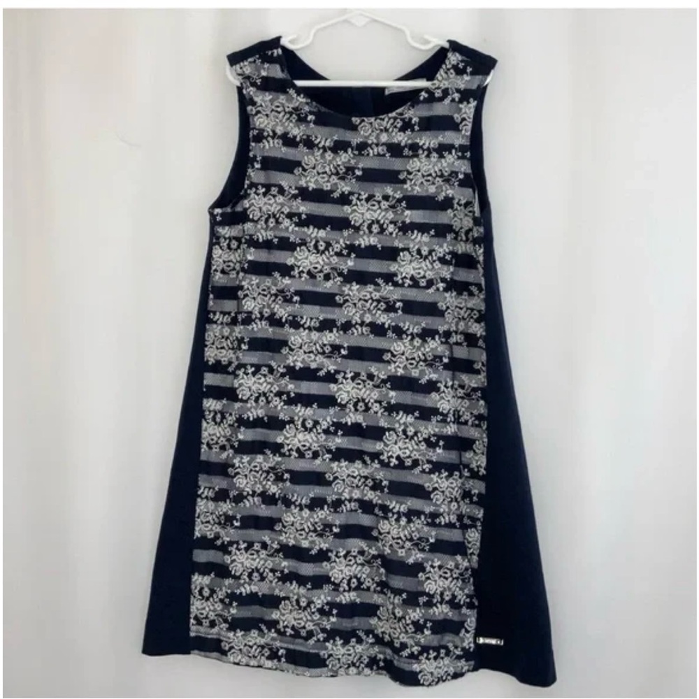 Girl’s Mayoral Blue and White A-Line Sleeveless Dress Size 12